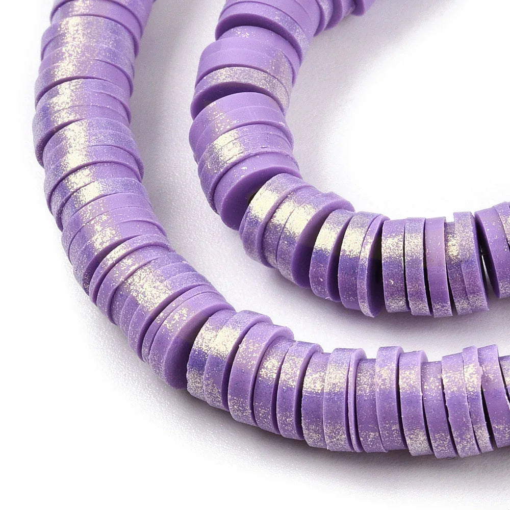 Heishi pärlor - Lila shimmer 6mm 1 sträng Hilmas Pyssel