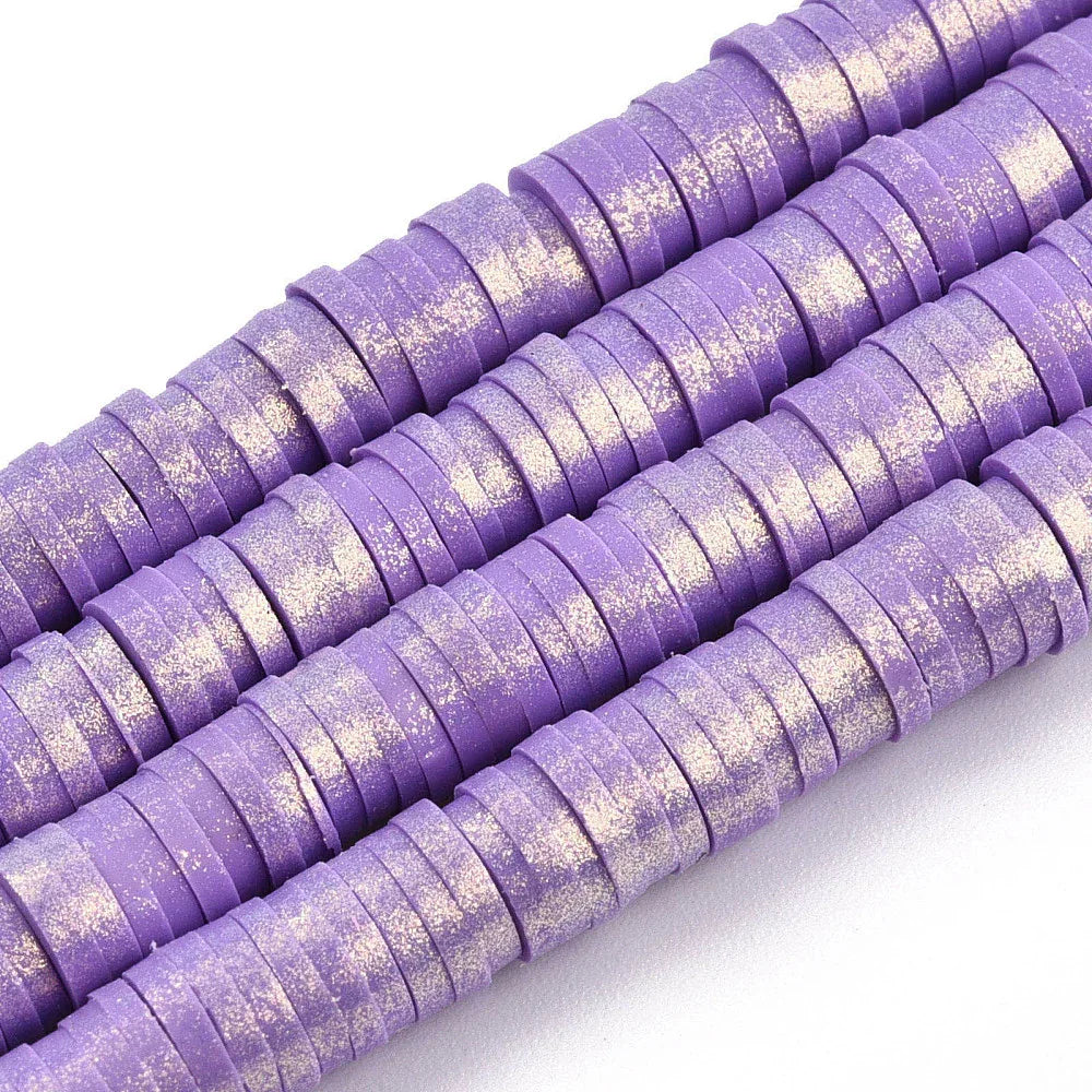 Heishi pärlor - Lila shimmer 6mm 1 sträng Hilmas Pyssel