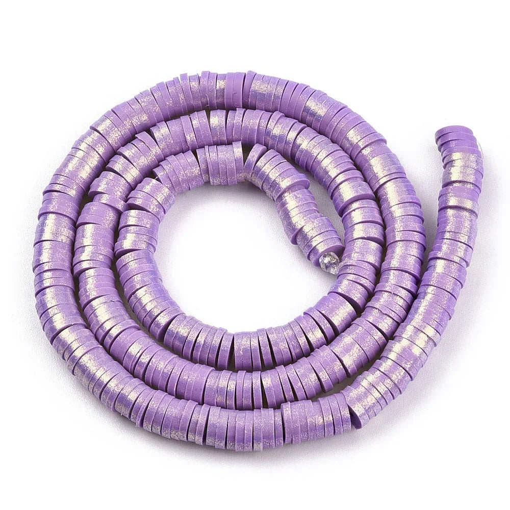 Heishi pärlor - Lila shimmer 6mm 1 sträng Hilmas Pyssel