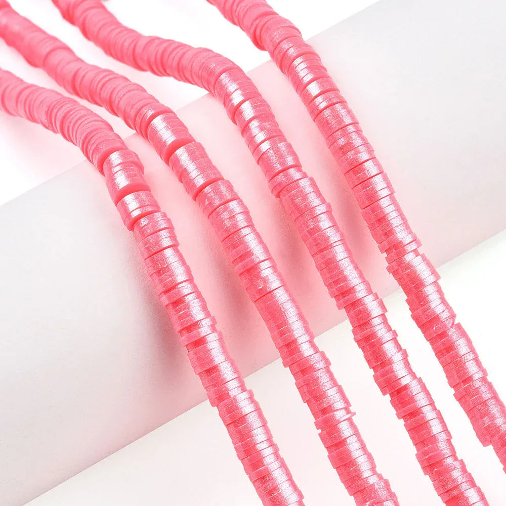 Heishi Pärlor - Rosa Shimmer 6mm 1 Sträng Hilmas Pyssel