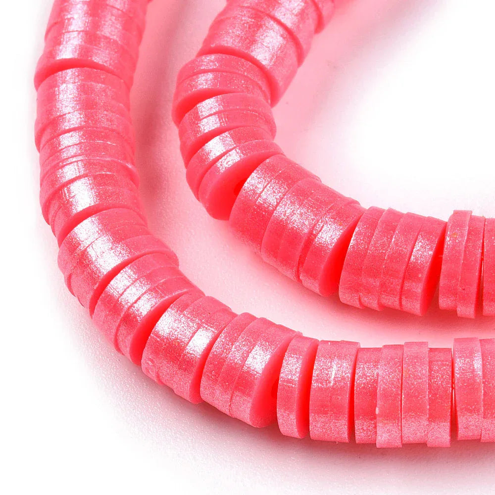 Heishi Pärlor - Rosa Shimmer 6mm 1 Sträng Hilmas Pyssel