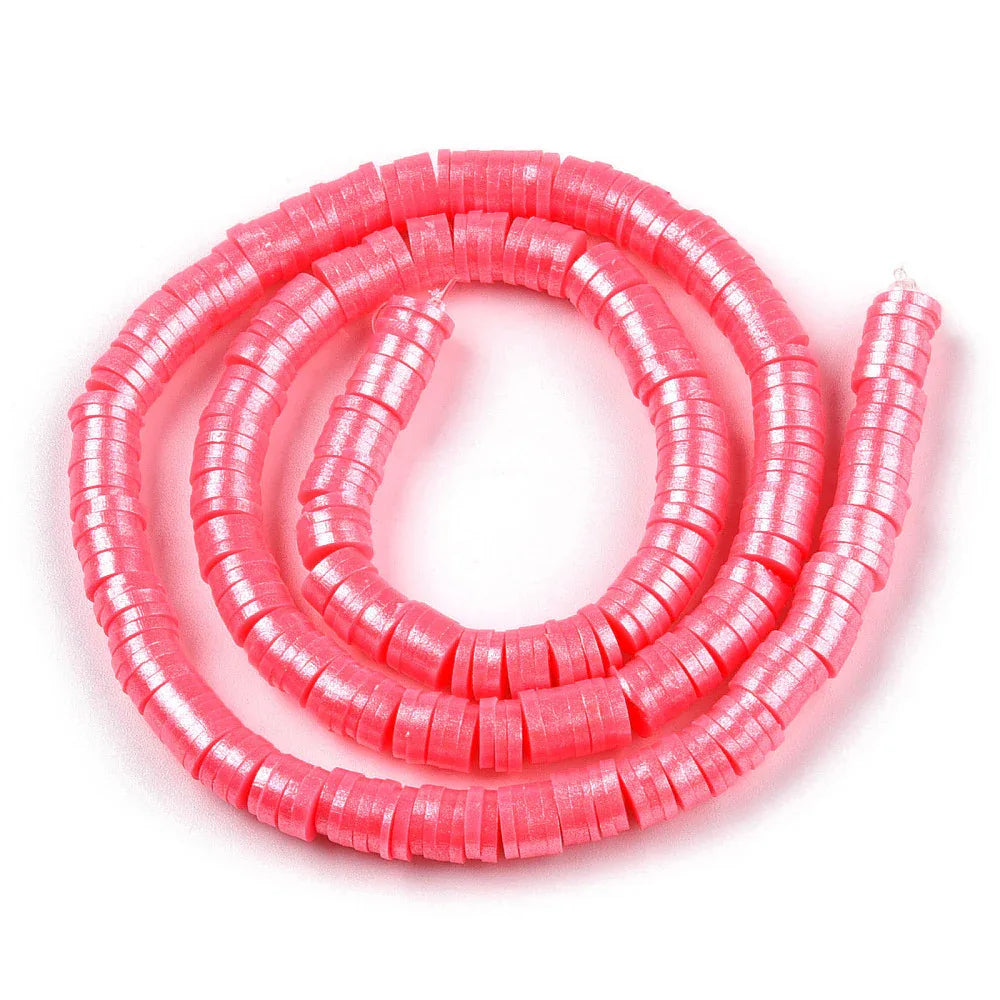 Heishi Pärlor - Rosa Shimmer 6mm 1 Sträng Hilmas Pyssel