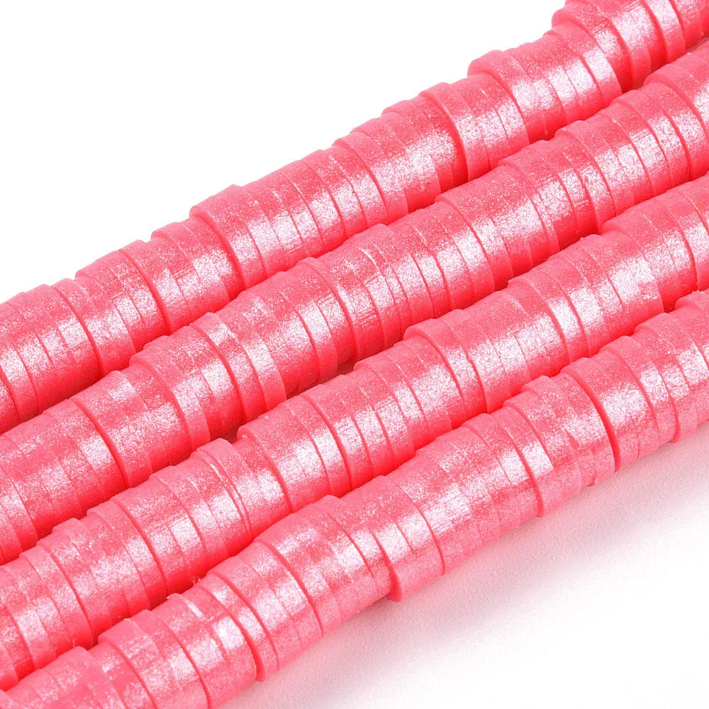 Heishi Pärlor - Rosa Shimmer 6mm 1 Sträng Hilmas Pyssel