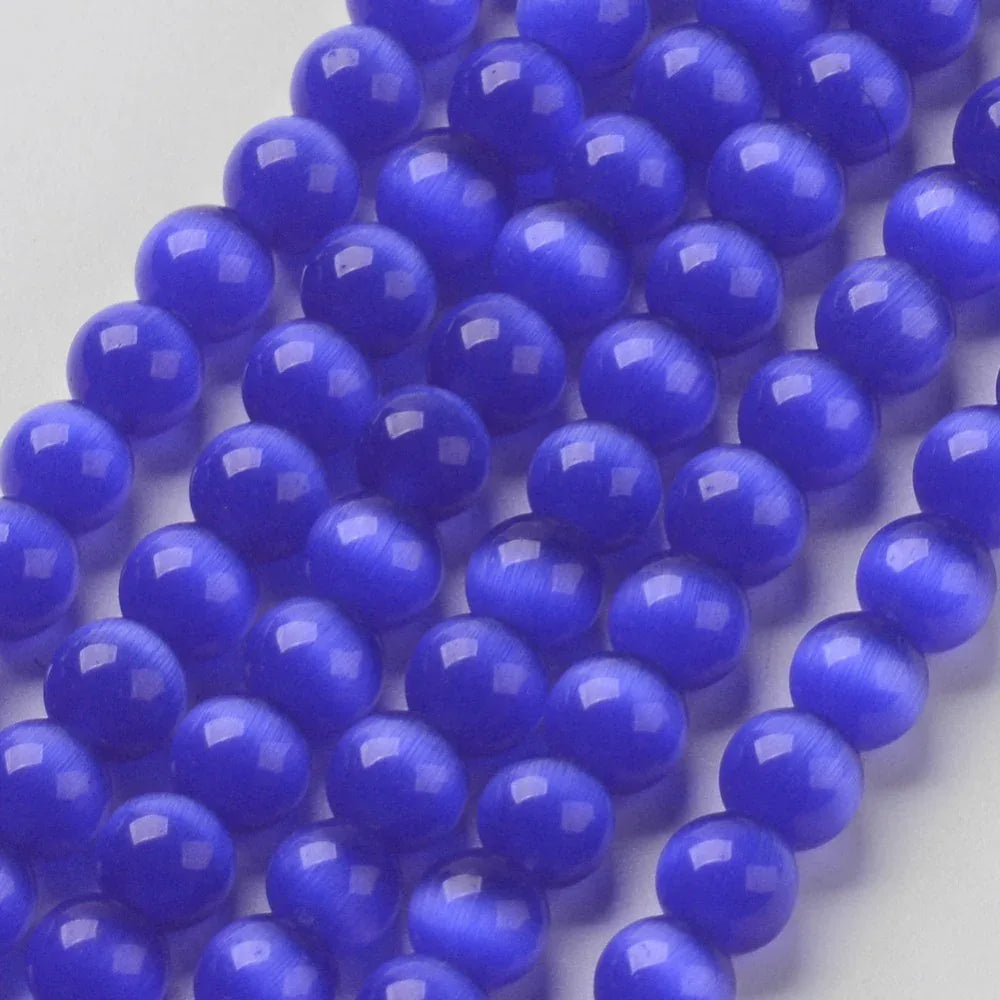 Cat´s Eye Pärlor - Rund Blå 8mm, 1 sträng Hilmas Pyssel