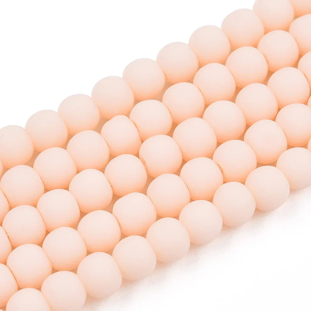 Glaspärlor Runda - Opak Frostad Peachpuff 4mm 1 sträng Hilmas Pyssel