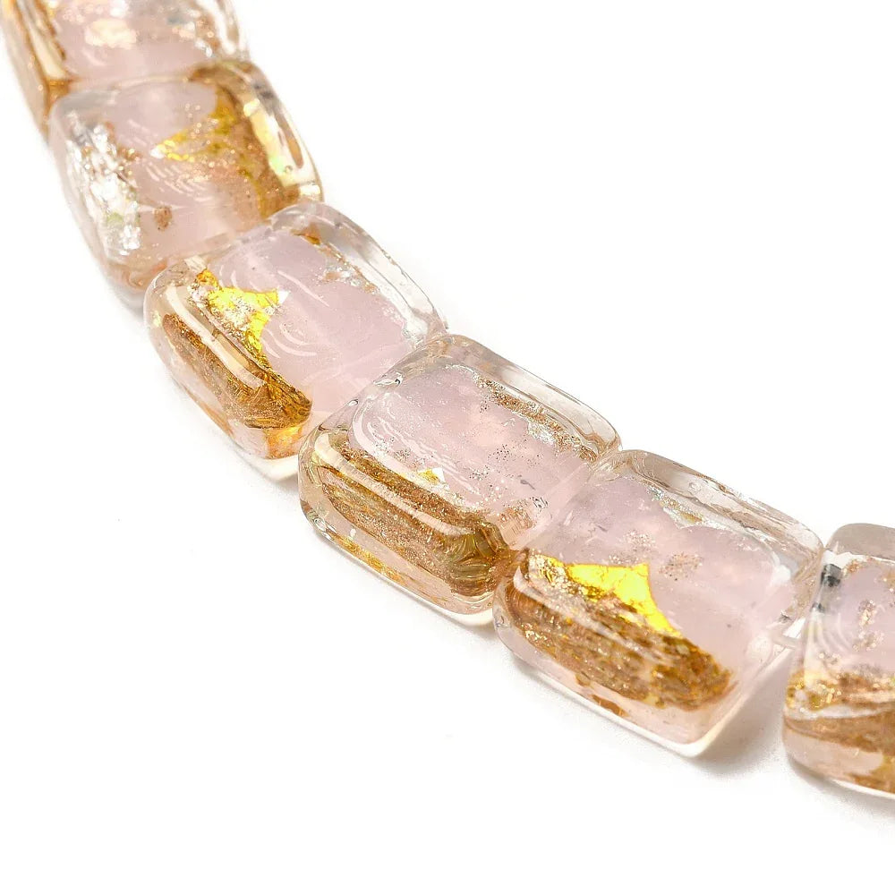 Silverfoil fyrkant - Rosa/guld/silver 14mm, 1 styck Hilmas Pyssel