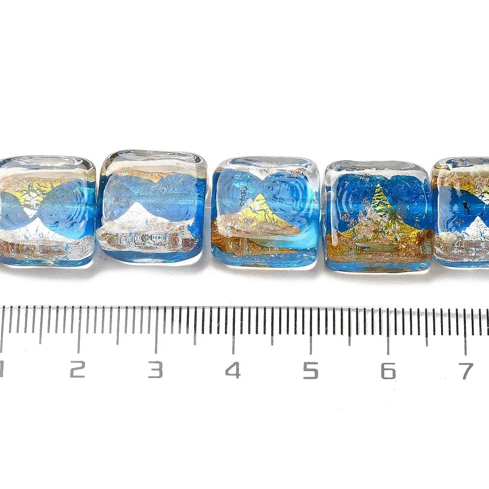 Silverfoil fyrkant - Blå/guld/silver 14mm, 1 styck Hilmas Pyssel