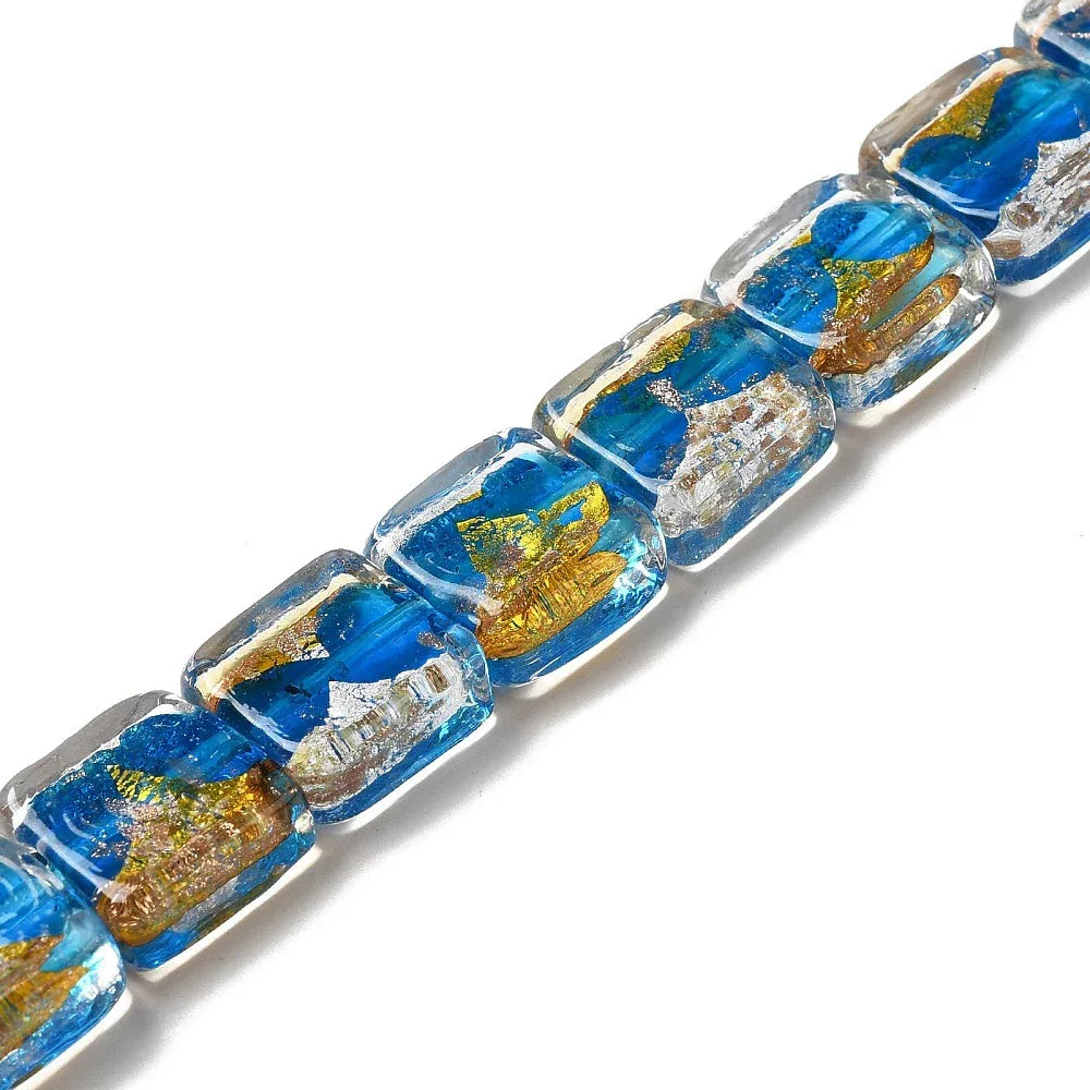 Silverfoil fyrkant - Blå/guld/silver 14mm, 1 styck Hilmas Pyssel