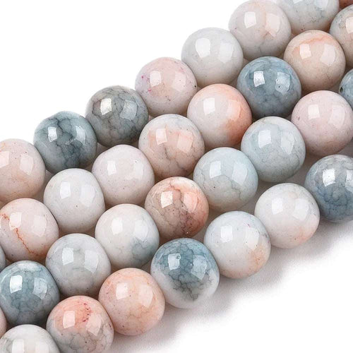 Opak Krackelerad Rund - Sten imitation Teal, 8mm, 1 sträng Hilmas Pyssel