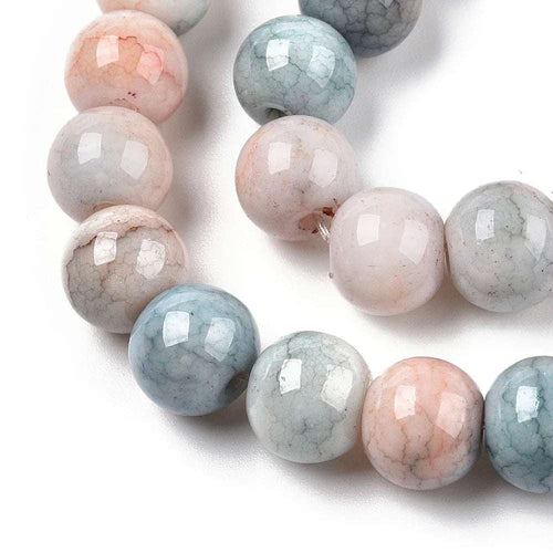 Opak Krackelerad Rund - Sten imitation Teal, 8mm, 1 sträng Hilmas Pyssel
