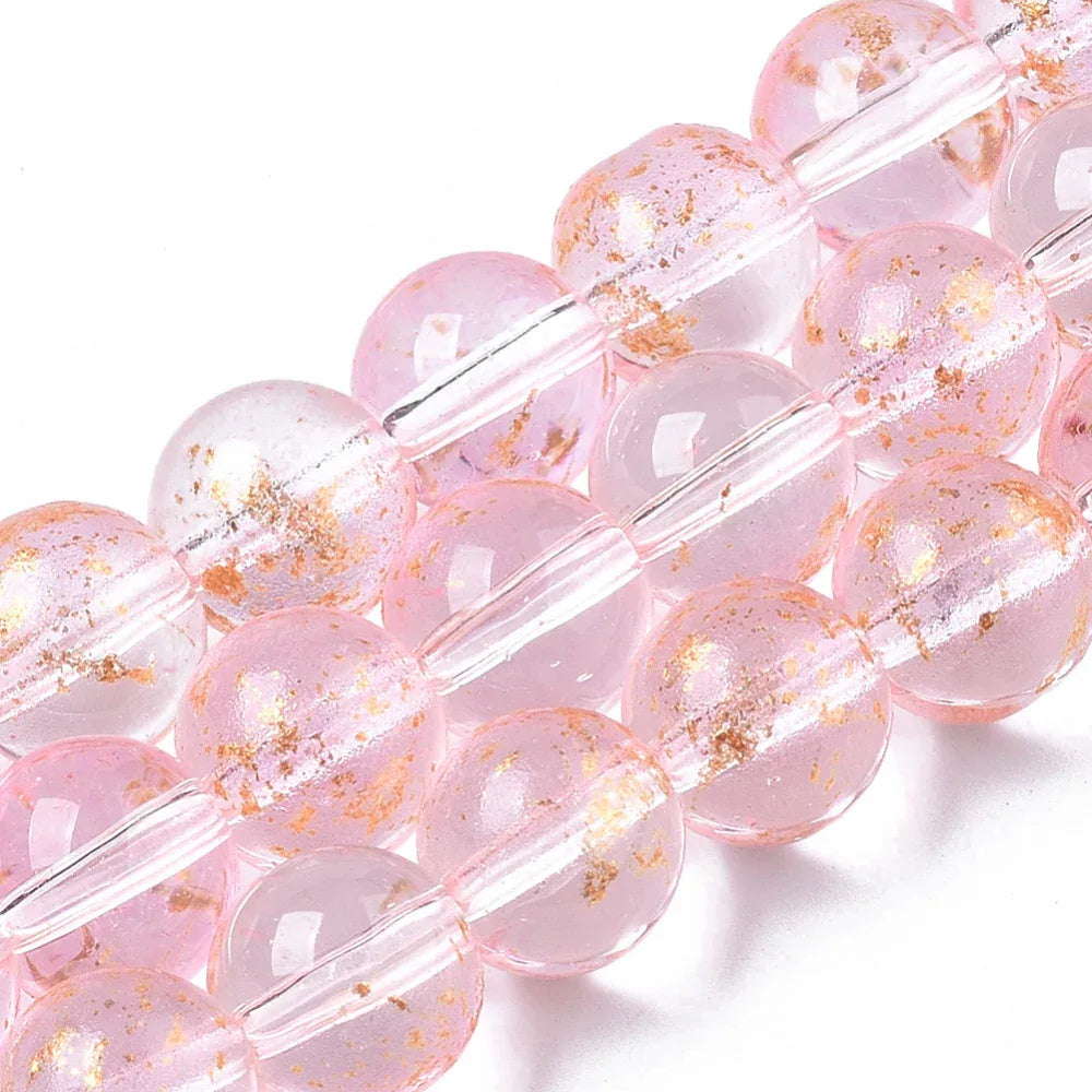 Glaspärlor Rund - Rosa Guldshimmer 8mm 1 sträng Hilmas Pyssel