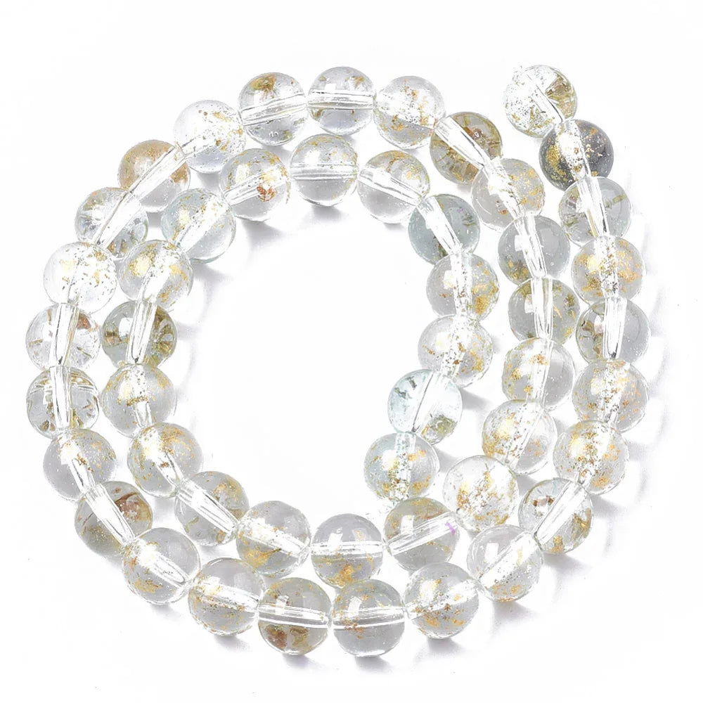Glaspärlor Rund - Klar Guldshimmer 8mm 1 sträng Hilmas Pyssel
