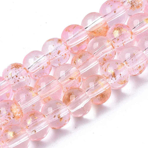 Glaspärlor Rund - Rosa Guldshimmer 4mm 1 Sträng Hilmas Pyssel