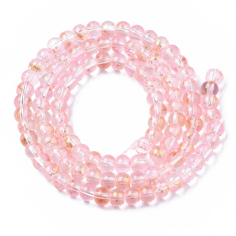Glaspärlor Rund - Rosa Guldshimmer 4mm 1 Sträng Hilmas Pyssel