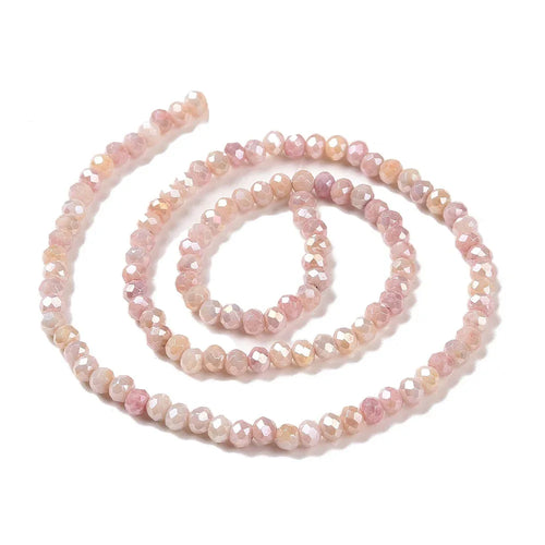 Facetterade glaspärlor - Sommarmix salmon, 4x3mm, 1 sträng Hilmas Pyssel
