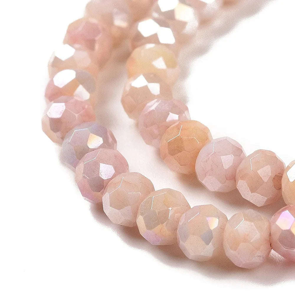 Facetterade glaspärlor - Sommarmix salmon, 4x3mm, 1 sträng Hilmas Pyssel
