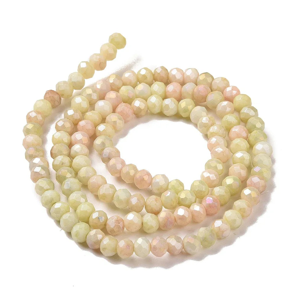 Facetterade glaspärlor - Sommarmix Champagne gul, 4x3mm 1 sträng Hilmas Pyssel