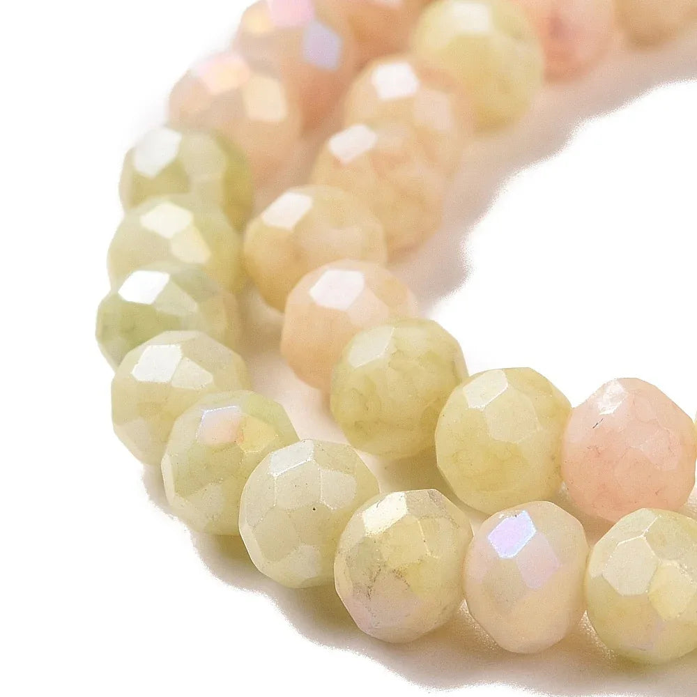 Facetterade glaspärlor - Sommarmix Champagne gul, 4x3mm 1 sträng Hilmas Pyssel