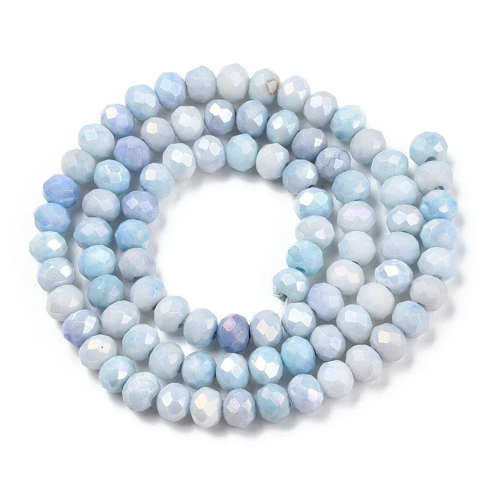 Facetterade glaspärlor - Sommarmix Ljusblå, 6x5mm 1 sträng Hilmas Pyssel