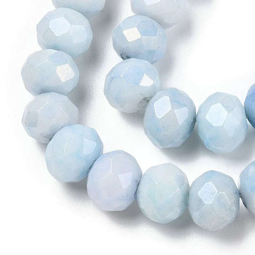 Facetterade glaspärlor - Sommarmix Ljusblå, 6x5mm 1 sträng Hilmas Pyssel