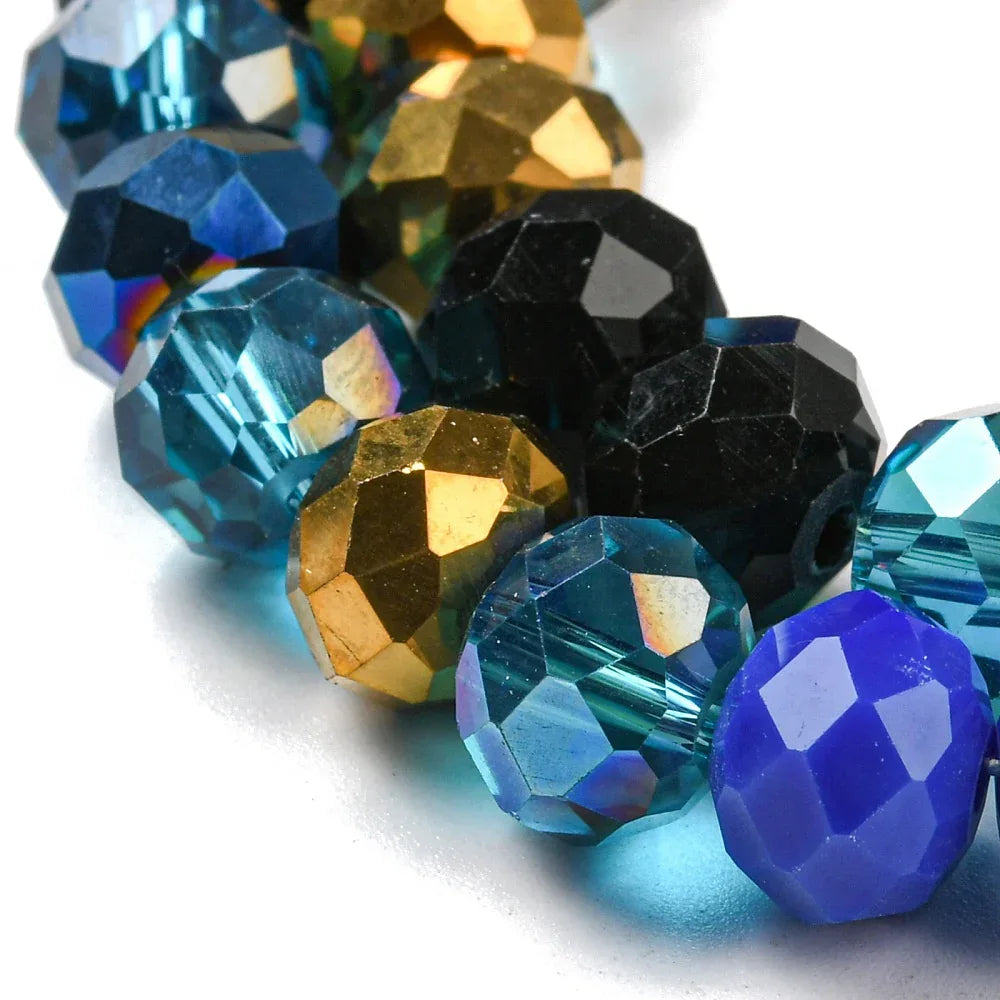 Facetterade glaspärlor - Blå Mix 10x8mm 1 sträng Hilmas Pyssel