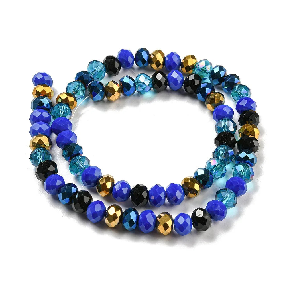Facetterade glaspärlor - Blå Mix 10x8mm 1 sträng Hilmas Pyssel