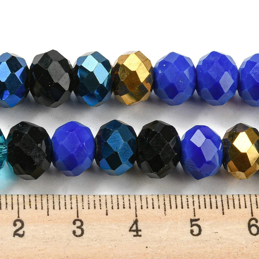 Facetterade glaspärlor - Blå Mix 10x8mm 1 sträng Hilmas Pyssel