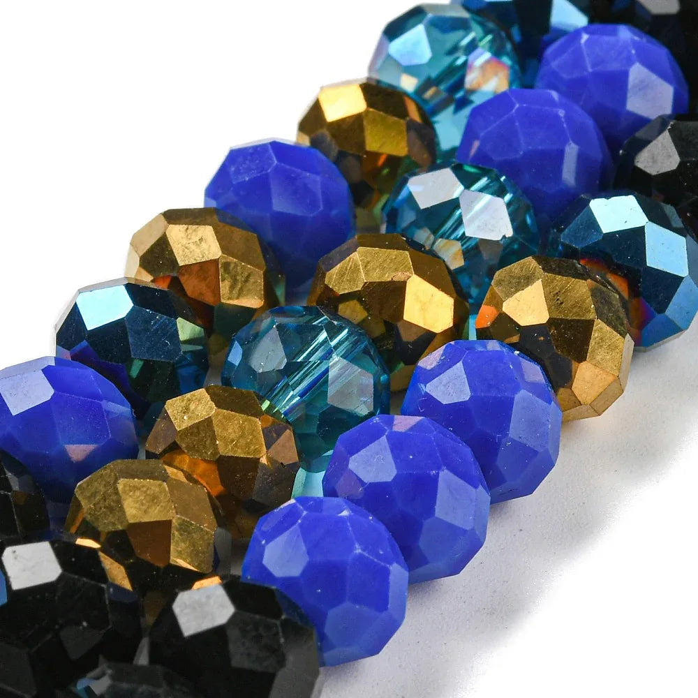 Facetterade glaspärlor - Blå Mix 10x8mm 1 sträng Hilmas Pyssel