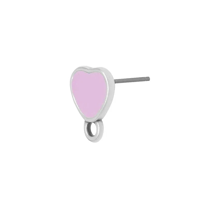 Örstickare Silverpläterad - Hjärta med Rosa Emalj, 2-pack Grekisk Metall