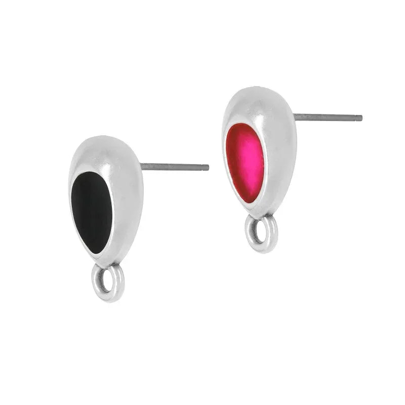 Örstickare Silverpläterad - Droppe med svart mitt, 2-pack Grekisk Metall