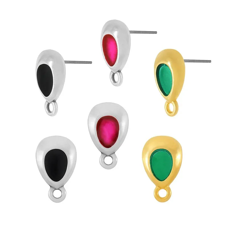 Örstickare Silverpläterad - Droppe med cerise mitt, 2-pack Grekisk Metall