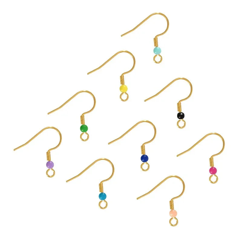 Örkrok rostfritt stål - 18k Guldpläterad med multicolor pärla, 10-pack Grekisk Metall