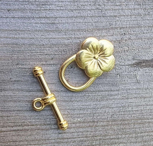 Stavlås 24K Guldpläterad - 5 Bladig Blomma 1 set Grekisk Metall