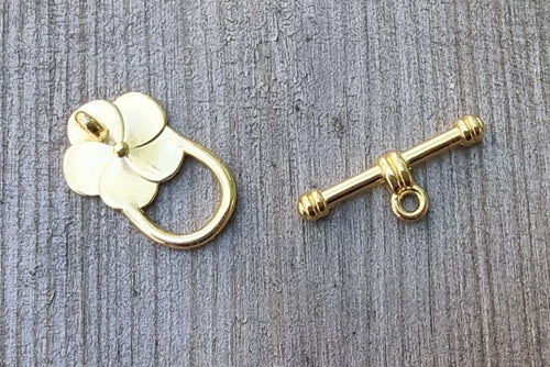 Stavlås 24K Guldpläterad - 5 Bladig Blomma 1 set Grekisk Metall