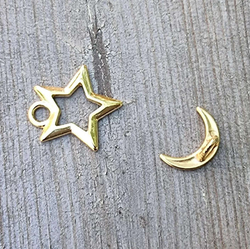 Stavlås 24K guldpläterad - Stjärna och måne 1 set Grekisk Metall