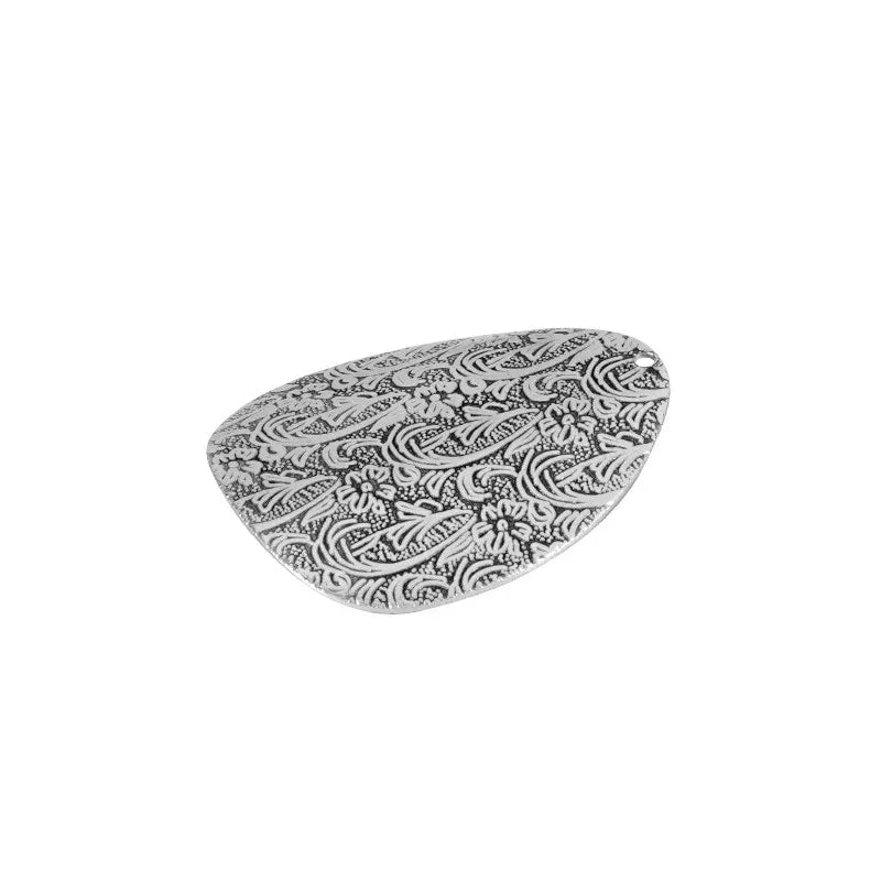 Berlock Silverpläterad - Stor mönstrad droppe 37x31mm 1 styck Grekisk Metall