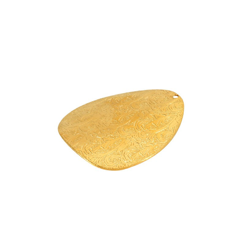 Berlock 24k guldpläterad - Stor mönstrad droppe 37x31mm 1 styck Grekisk Metall