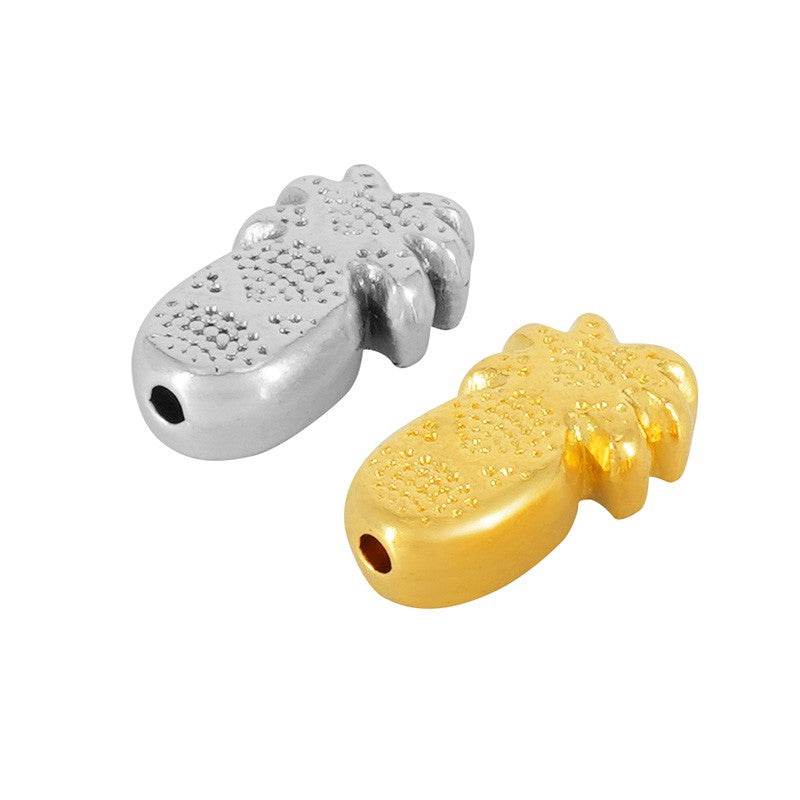 Slider 24k guldpläterad - Ananas med rosa glitter 8x15mm 1 styck Grekisk Metall