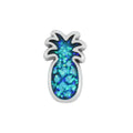Slider silverpläterad - Ananas med glitter turkos AB 8x15mm 1 styck Grekisk Metall