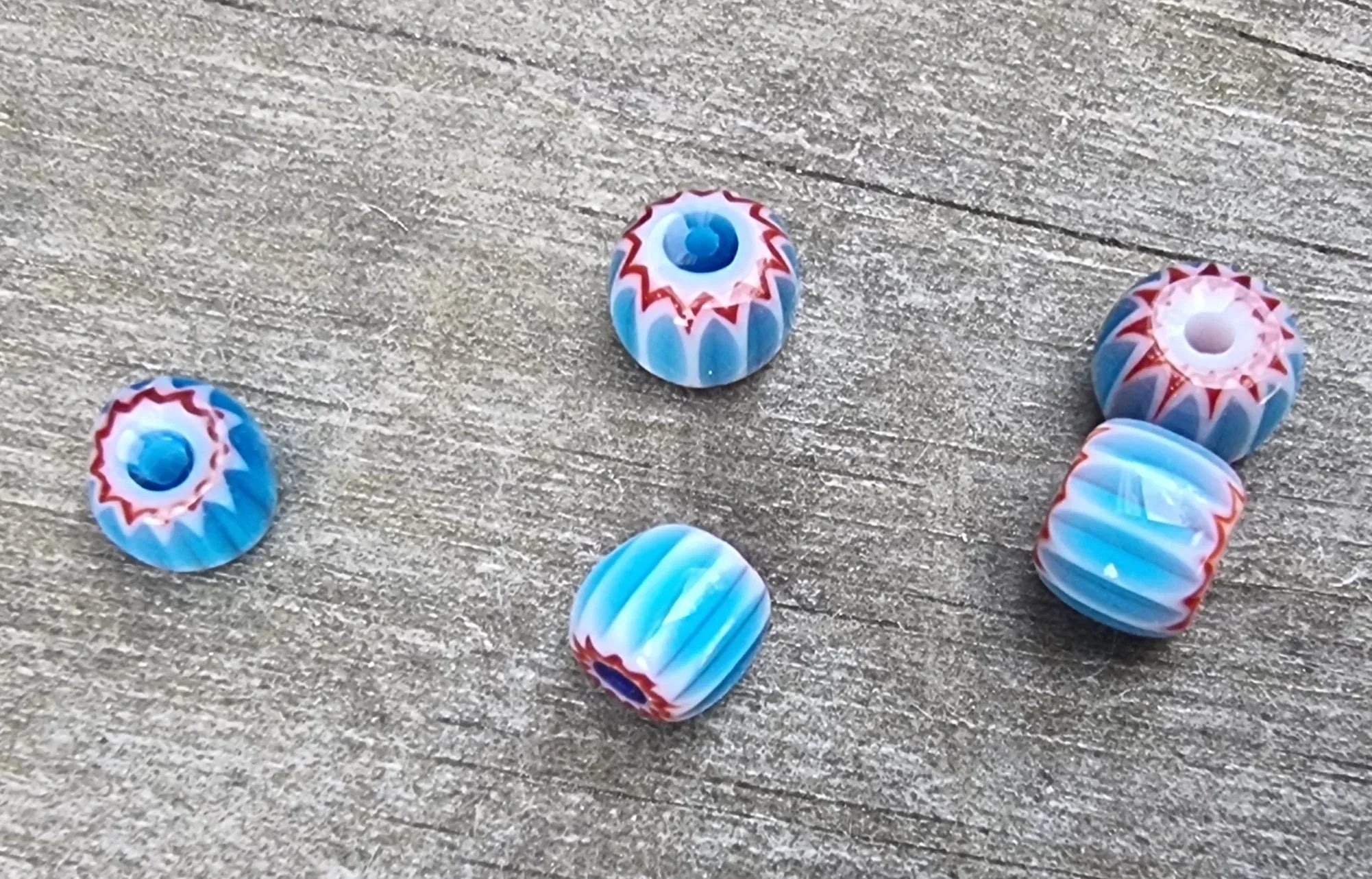 Glaspärlor Murano - Turkos/Röd Tub 6mm, 5-Pack Hilmas Pyssel