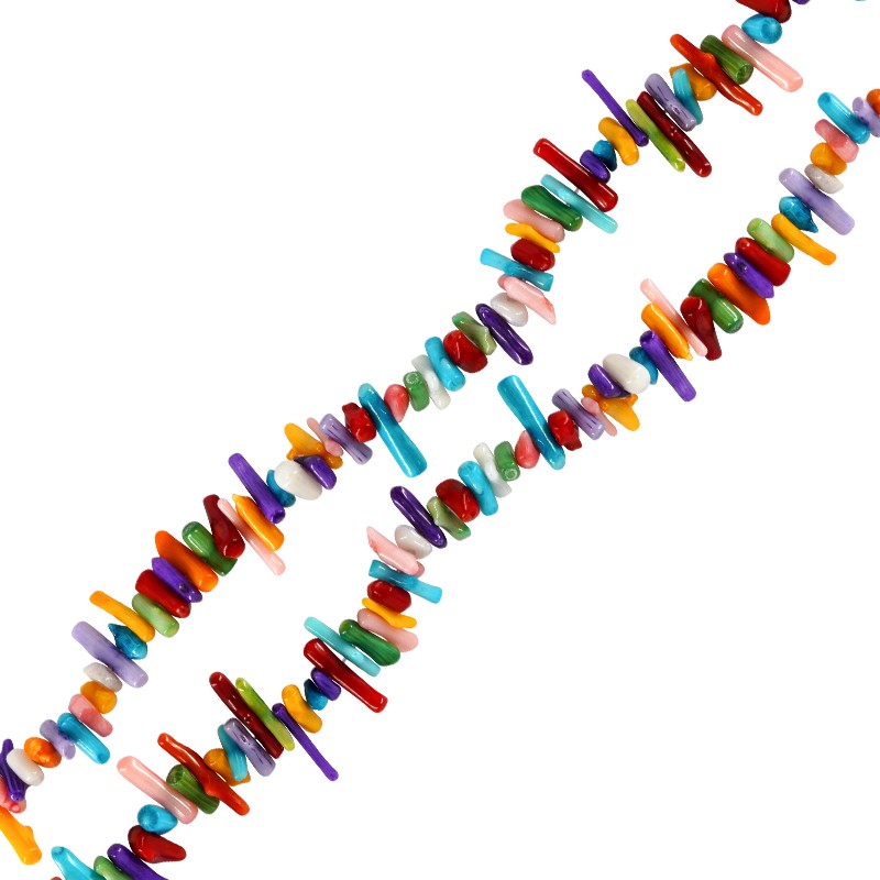 Bambukorall Chips - Avlånga Mix 6 - 16mm 1 sträng Hilmas Pyssel
