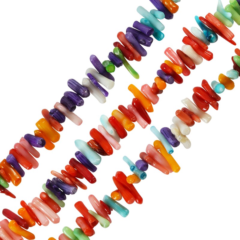 Bambukorall Chips - Avlånga Mix 6 - 16mm 1 sträng Hilmas Pyssel