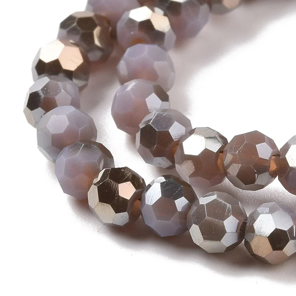 Glaspärlor Facetterade - Runda, Plum med regnbågsshimmer 4mm 1 sträng Hilmas Pyssel