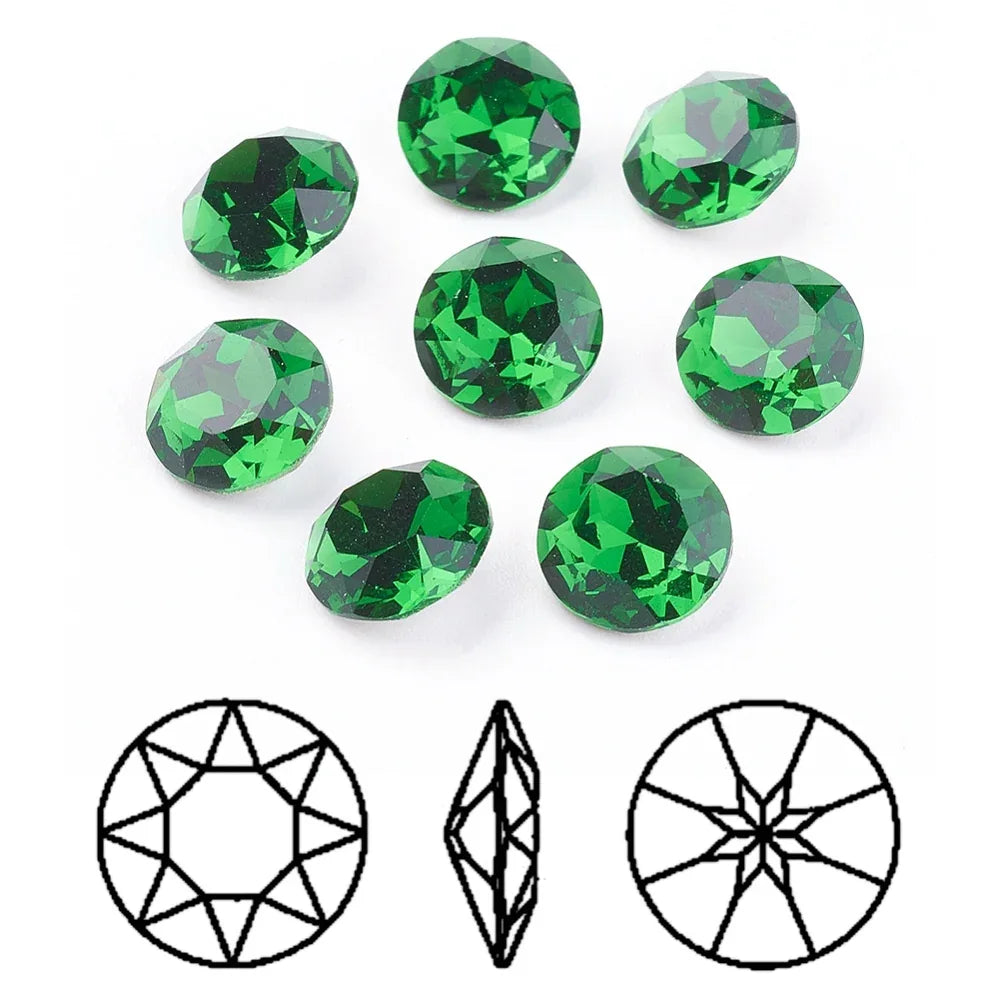 Kinesisk strass - Round stone Fern Green 10mm 1 styck Hilmas Pyssel