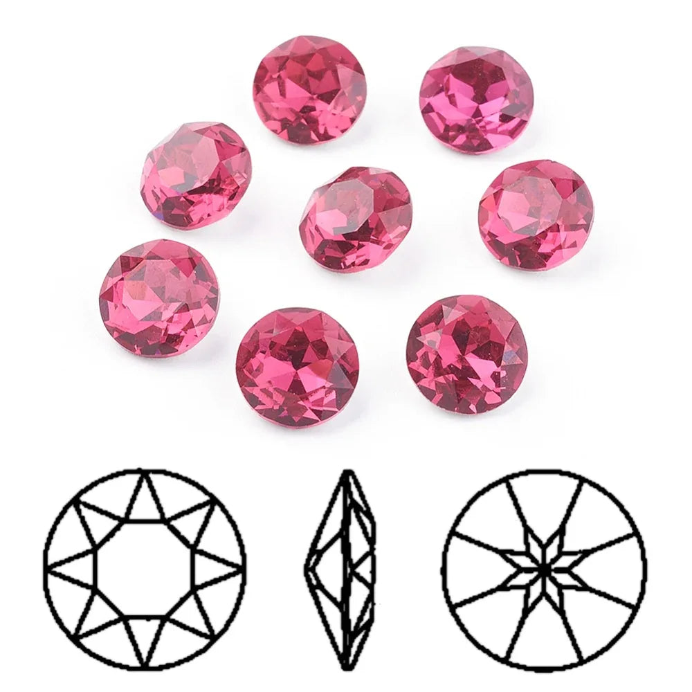 Kinesisk strass - Round stone Fuchsia, 10mm 1 styck Hilmas Pyssel