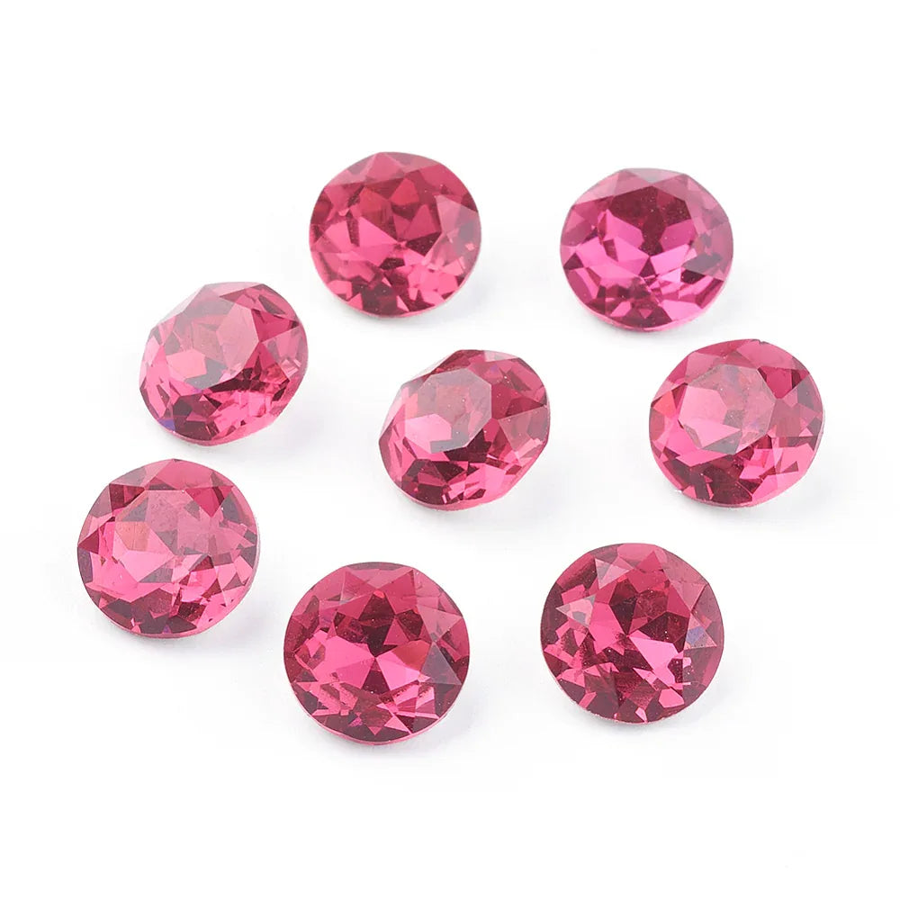 Kinesisk strass - Round stone Fuchsia, 10mm 1 styck Hilmas Pyssel