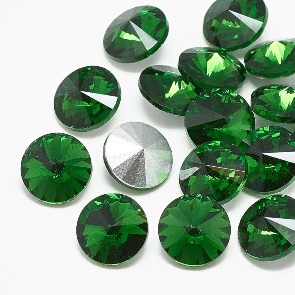Kinesisk strass - Rivoli Green 10mm 1 styck Hilmas Pyssel