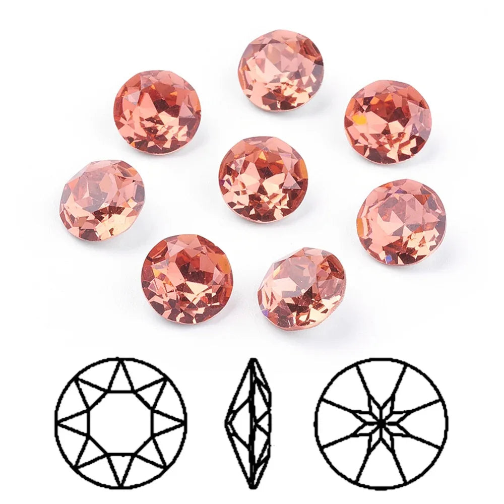 Kinesisk strass - Round stone Padparadscha 8mm 1 styck Hilmas Pyssel