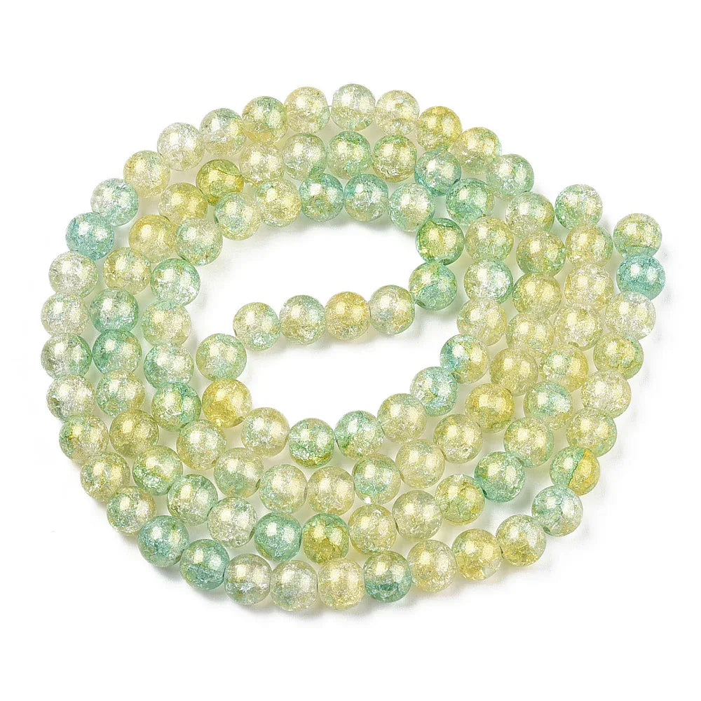 Krackelerad Rund - Stardust Yellow Green, 6mm, 1 sträng Hilmas Pyssel