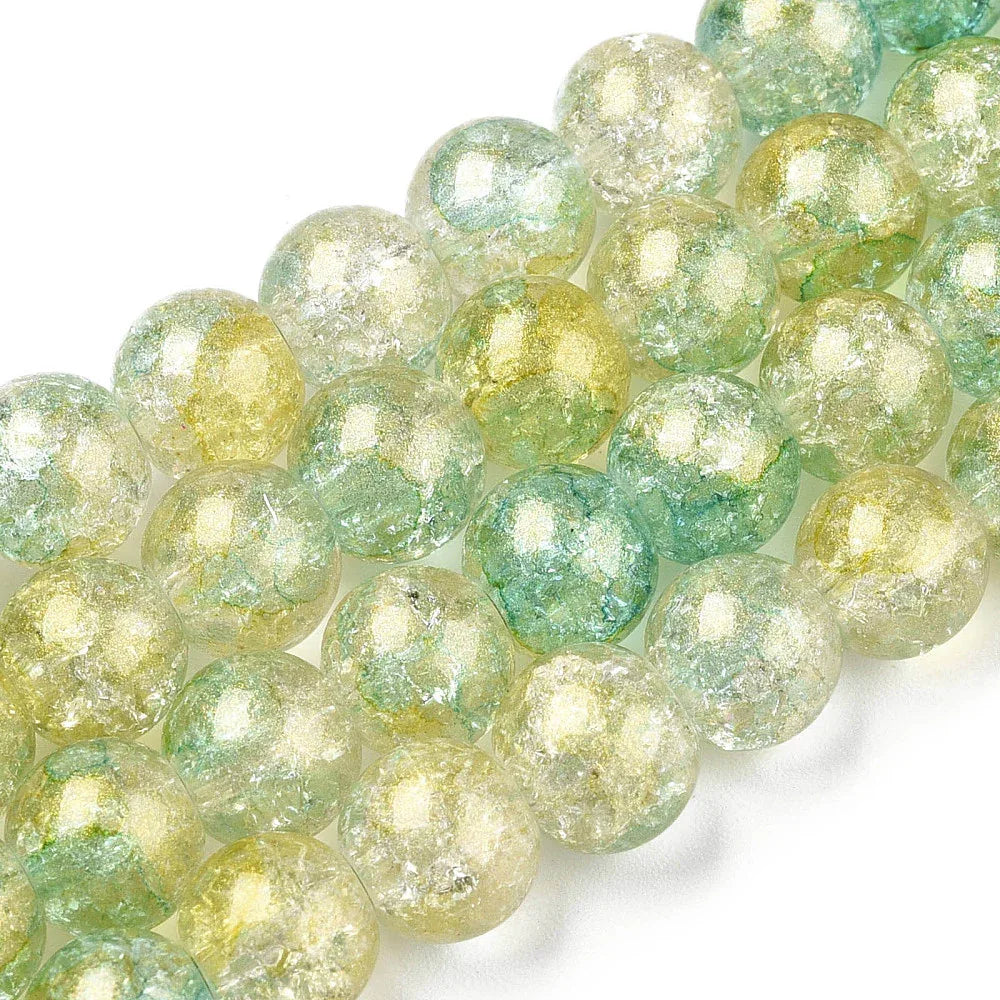 Krackelerad Rund - Stardust Yellow Green, 6mm, 1 sträng Hilmas Pyssel